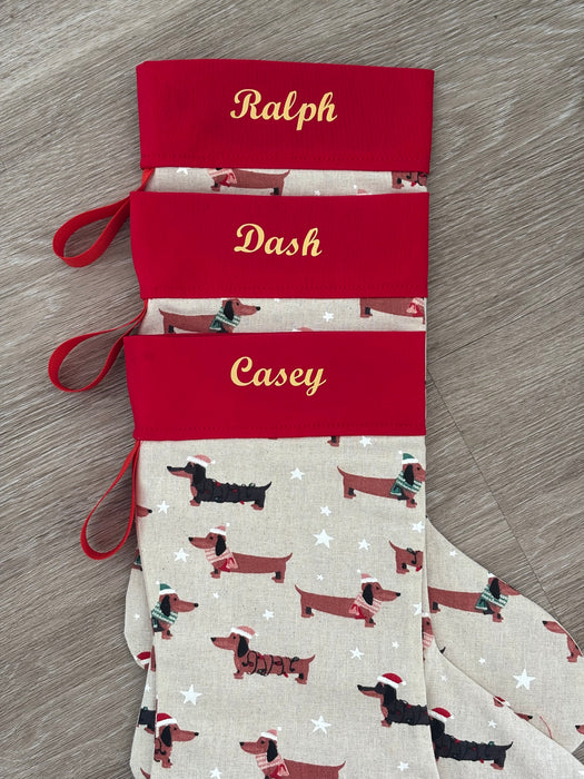 Christmas Stockings - Dachshund with be Red Top