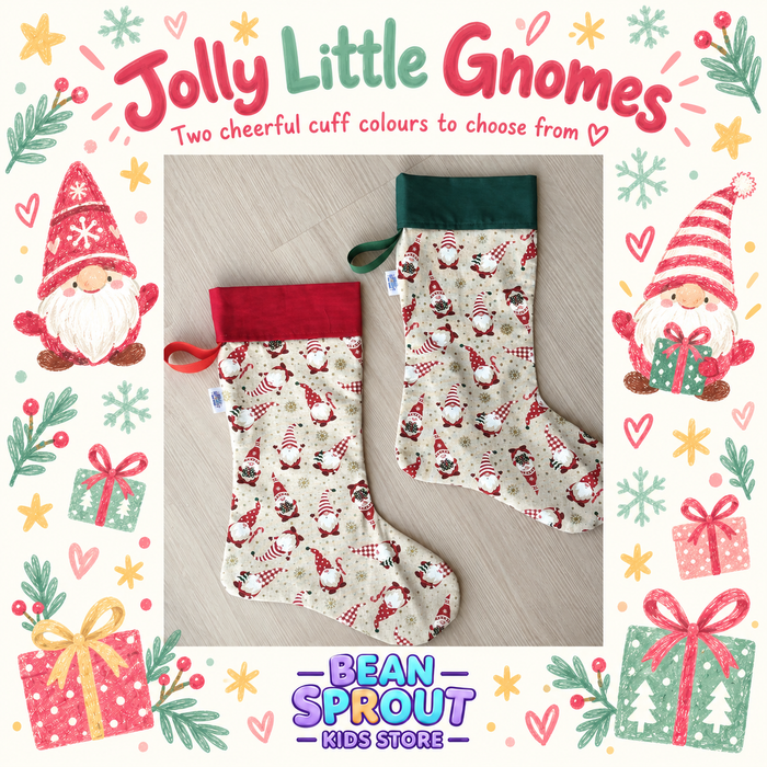 Christmas Stockings - Jolly Little Gnomes 🎄 Red Top