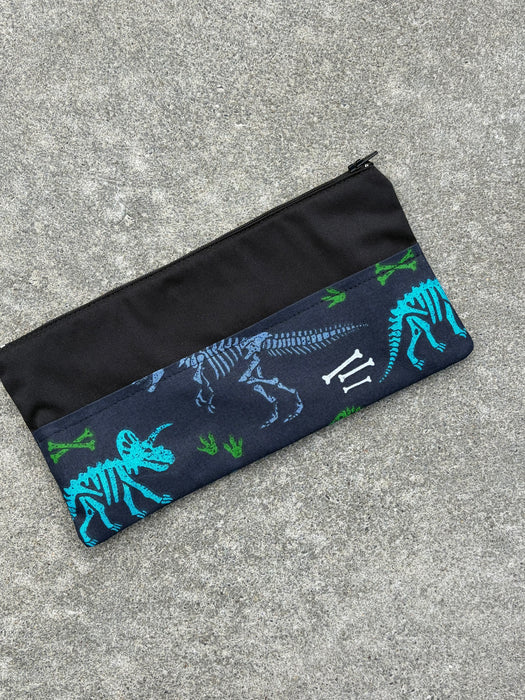 Pencil Case - Navy Dino Bones