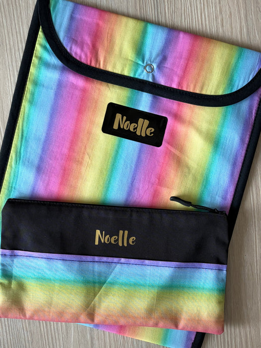 Book Bag/Pencil Case Combo - Rainbow Stripe