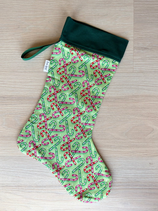 Christmas Stockings - Candy cane with be Green Top