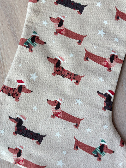 Christmas Stockings - Dachshund Dash - Green Top