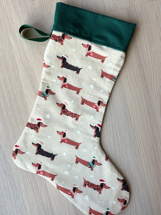 Christmas Stockings - Dachshund Dash - Green Top