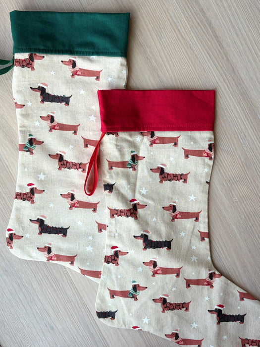 Christmas Stockings - Dachshund Dash - Green Top