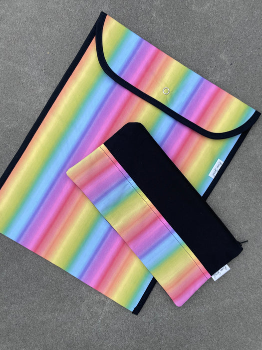 Book Bag/Pencil Case Combo - Rainbow Stripe