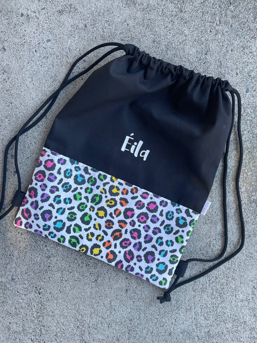 Deluxe Swim Bag - Rainbow Leopard (White)