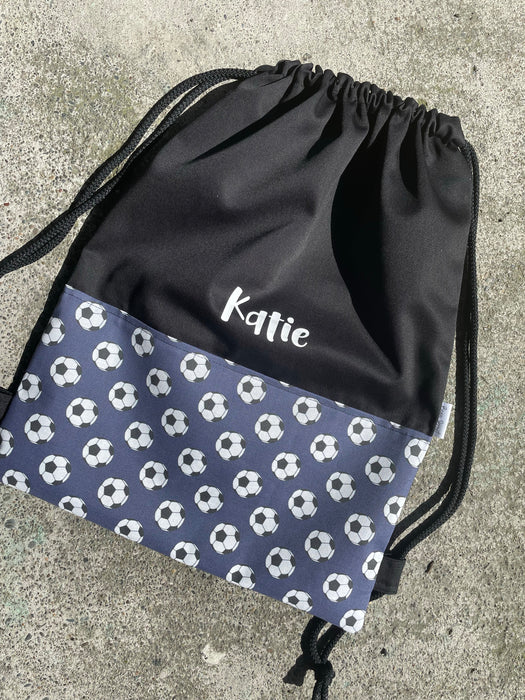 Deluxe Swim Bag - Navy Soccer Balls