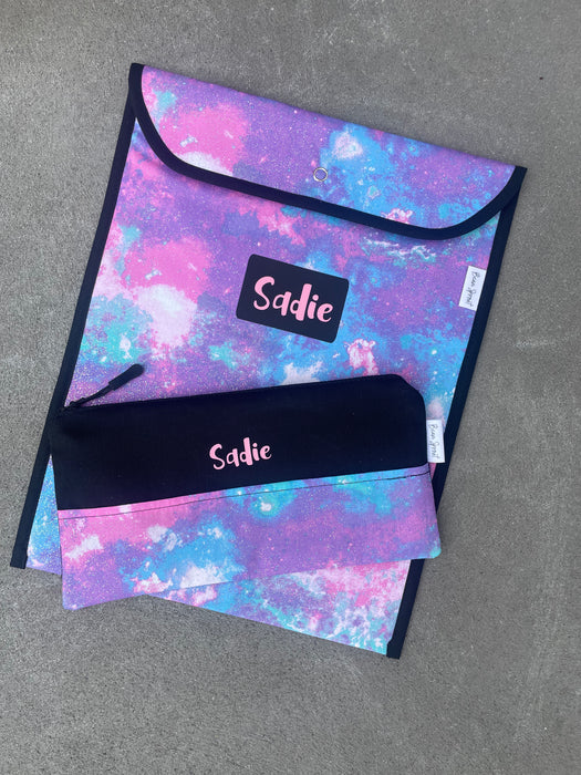 Book Bag/Pencil Case Combo - Glitter Galaxy
