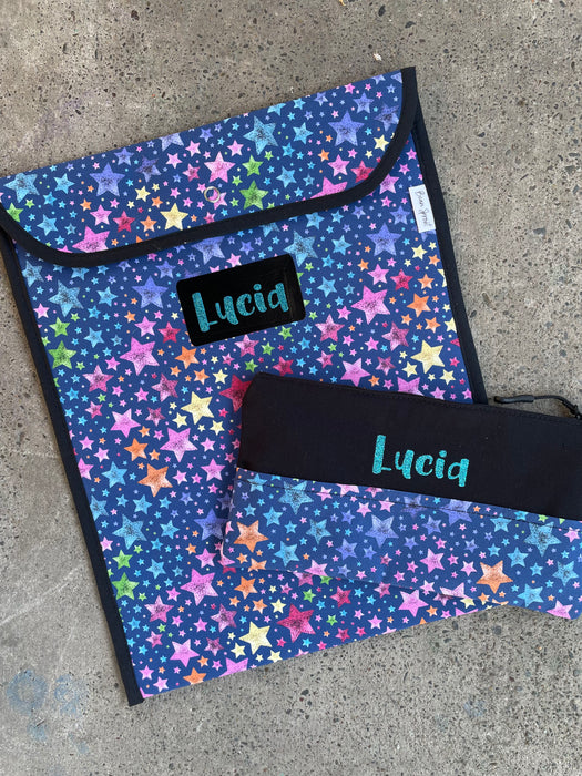Book Bag/Pencil Case Combo - Rainbow Stars