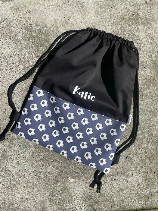 Deluxe Swim Bag - Navy Soccer Balls